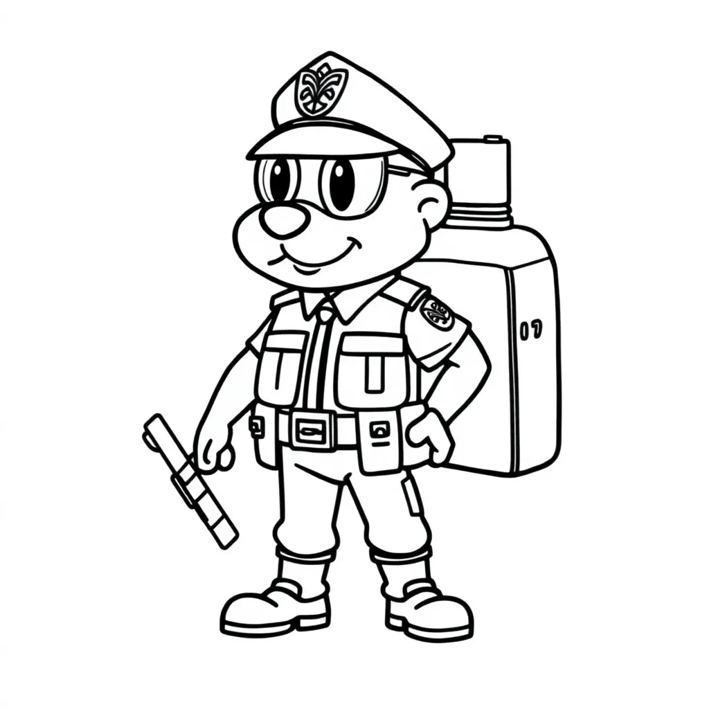 Politie Agent Uniform Voertuig Beroep coloring page for children