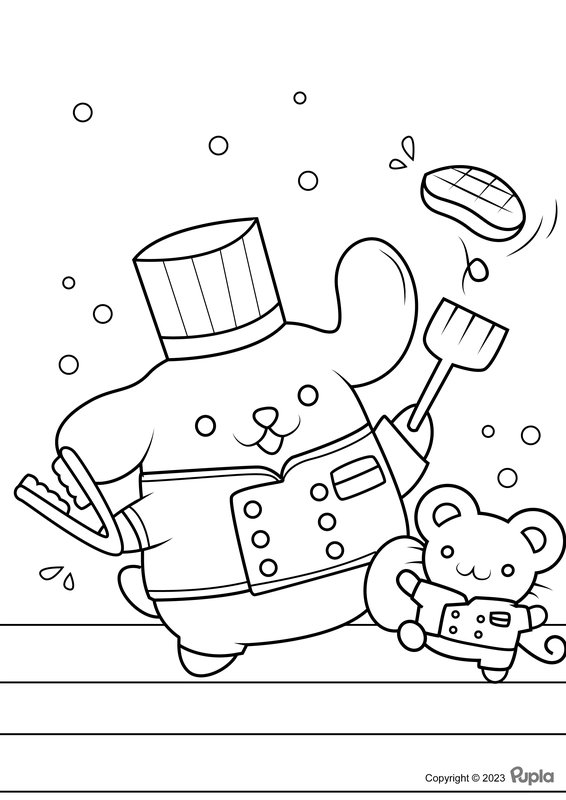 Pompompurin Cooking With Scone coloring page for children