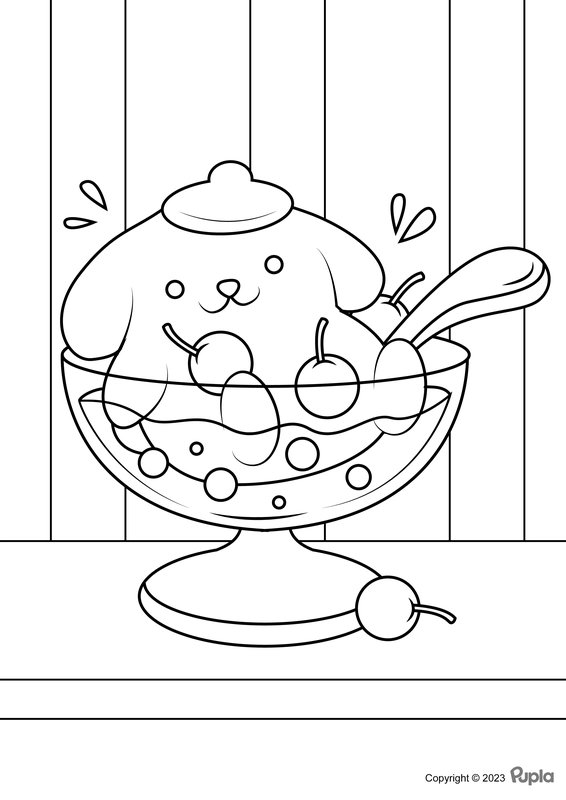 Pompompurin Lying In A Bowl coloring page for children