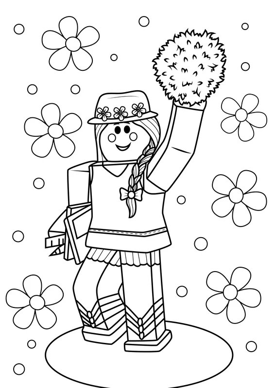 Pompones Roblox Girl coloring page for children