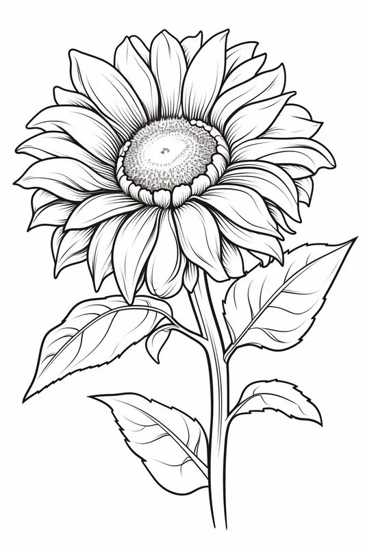Prachtige Realistische Zonnebloem coloring page for children