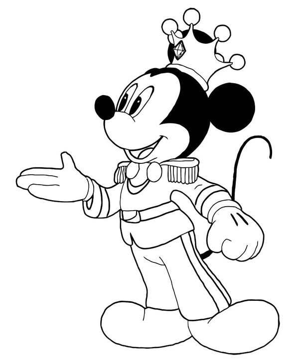 Plantilla de colorear Príncipe Mickey Mouse