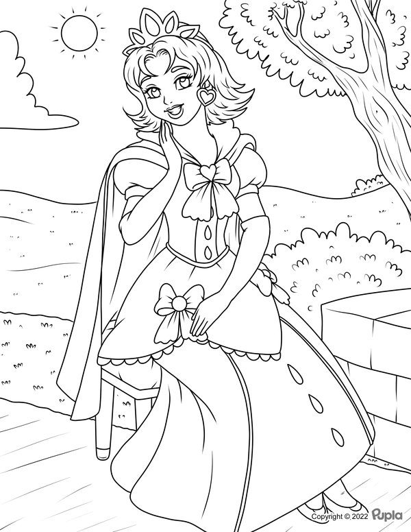 Princesa En Silla Exterior coloring page for children