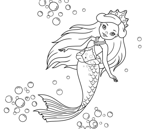 Princesse Sirene Avec Couronne coloring page for children
