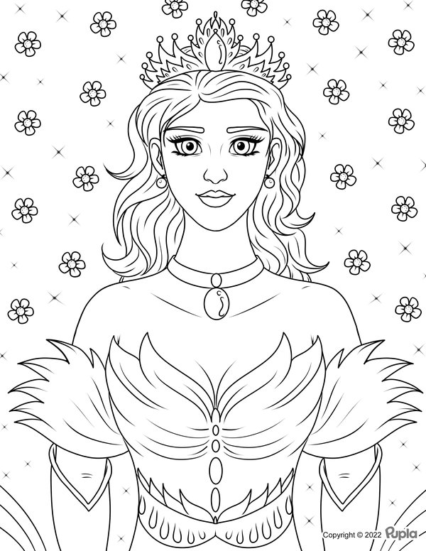 Prinses Bloemen Achtergrond coloring page for children