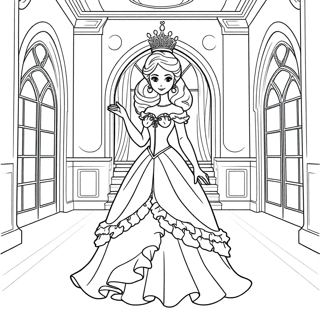 Feuille de coloriage Princesse Gratuite - Feuille de coloriage pour Enfants