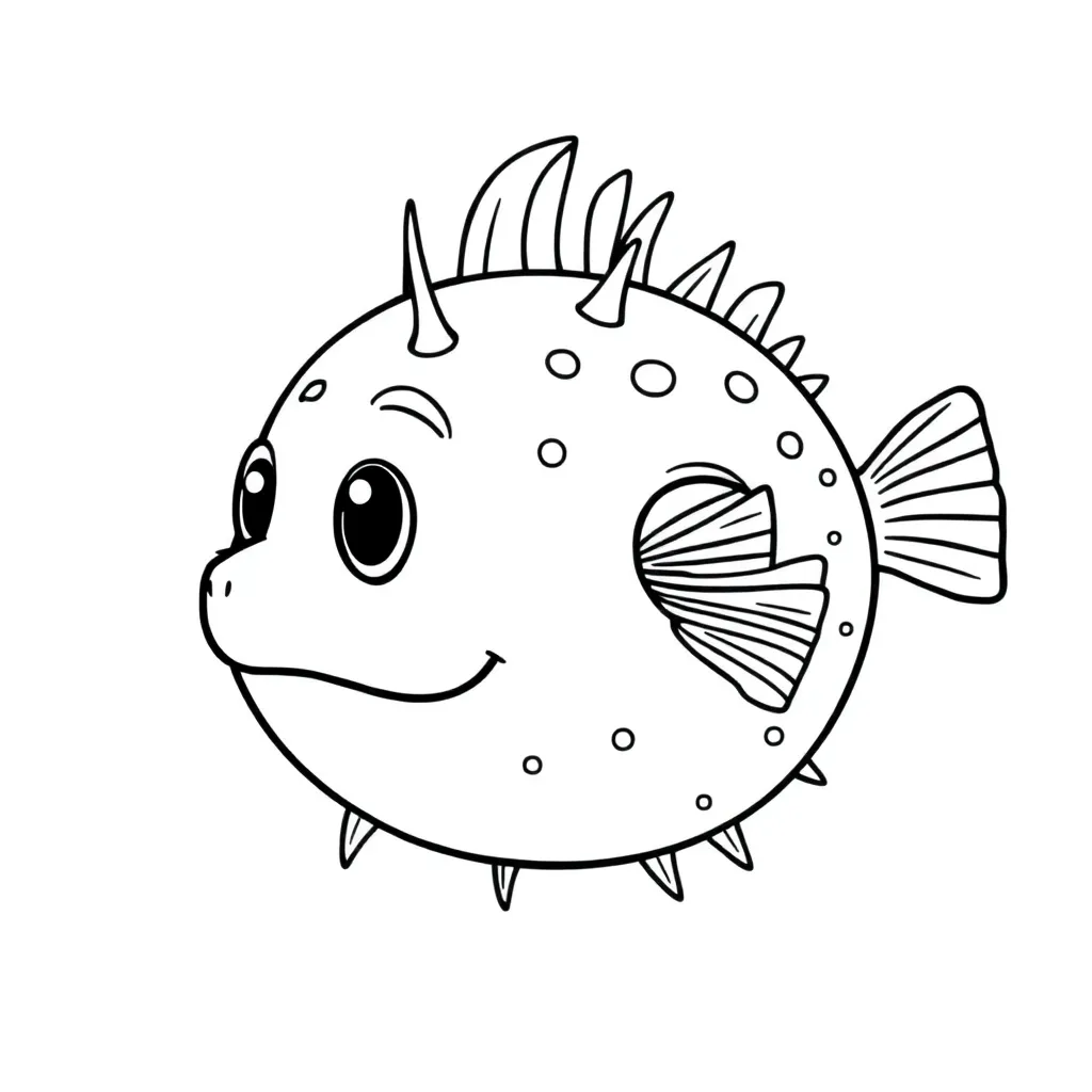 Puffervis Schattig Zee Cartoon Kinderen coloring page for children