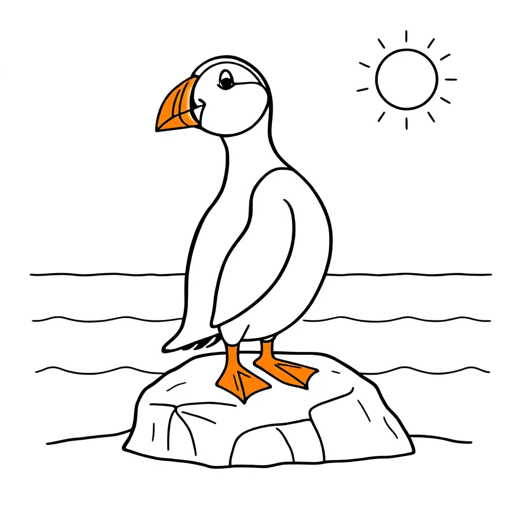 Puffin coloring page for children