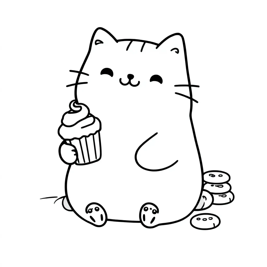 Pusheen coloring page for children