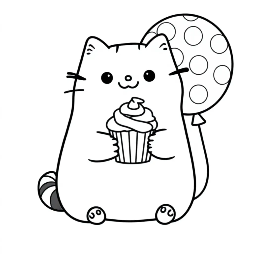 Pusheen coloring page for children