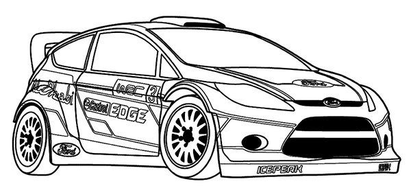 Race Car Ford Focus coloring page for children