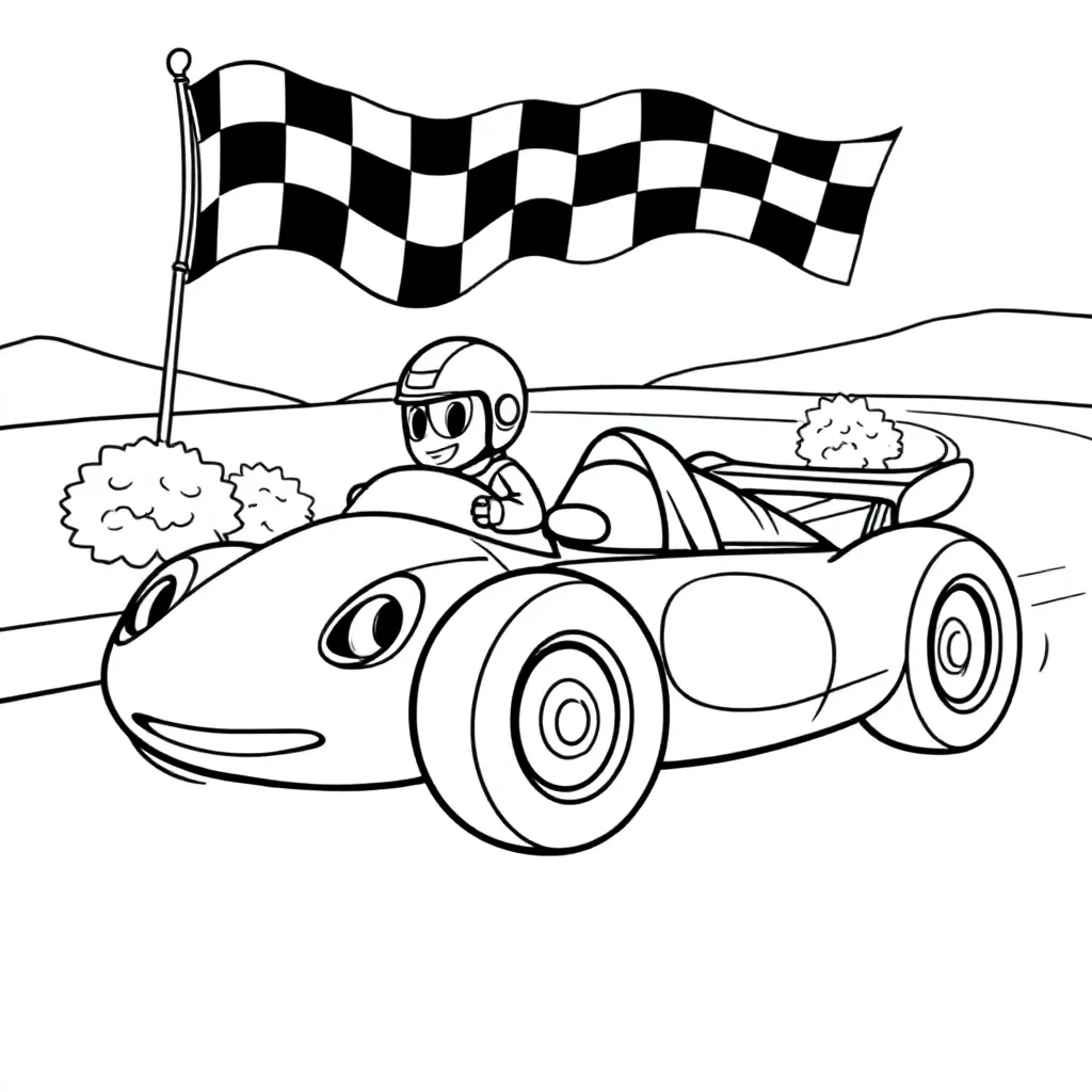 Feuille de coloriage Voiture de course gratuite Feuille de coloriage pour enfants