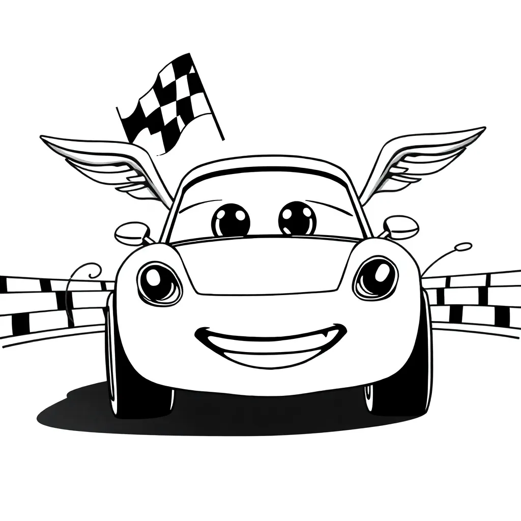 Raceauto Vleugels Racing Creatief Kinderen coloring page for children