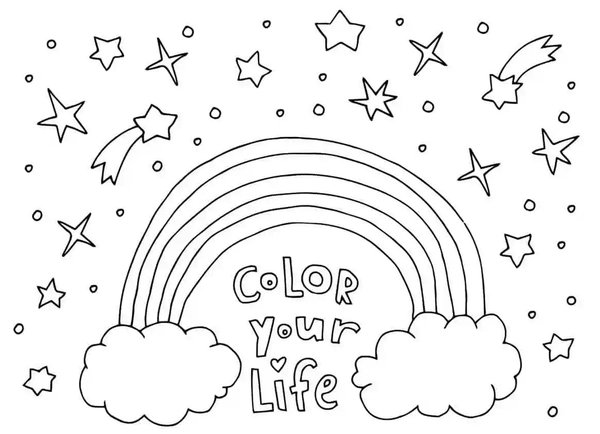 Rainbow Falling Stars coloring page for children