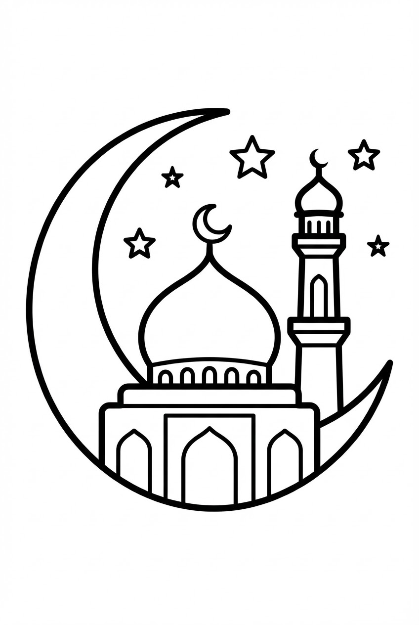 Dibujo para colorear Ramadan kalender line art