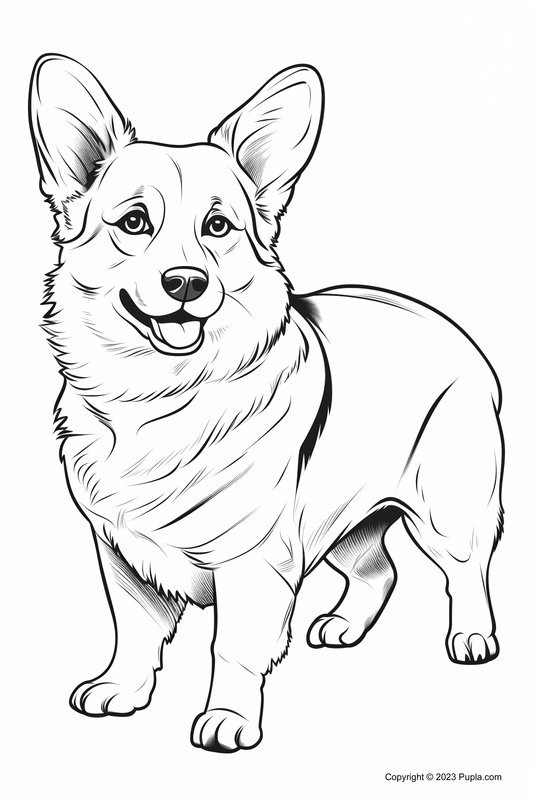 Realistische Welsh Corgi Pembroke coloring page for children