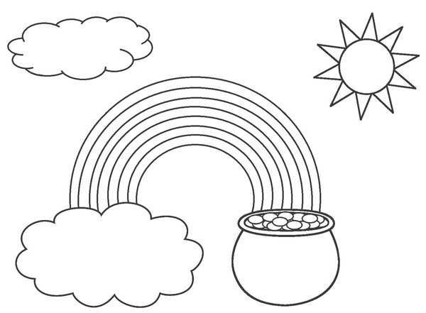 Regenboog Zon Pot Goud coloring page for children