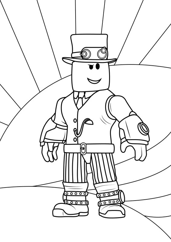 Feuille de coloriage Roblox Personnage avec Chapeau