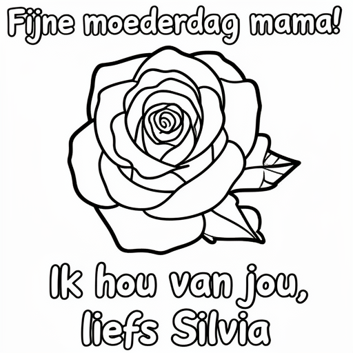 Roos kleurplaat voor kinderen