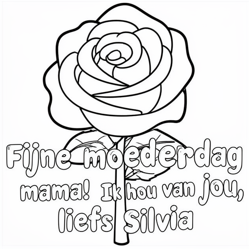 Roos kleurplaat voor kinderen