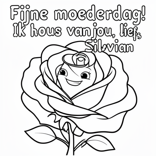 Roos kleurplaat voor kinderen