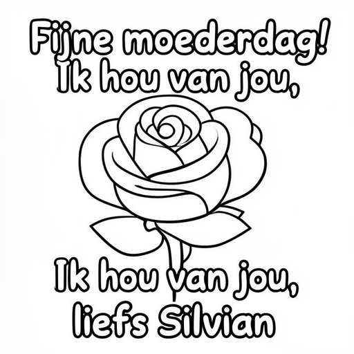 Roos kleurplaat voor kinderen