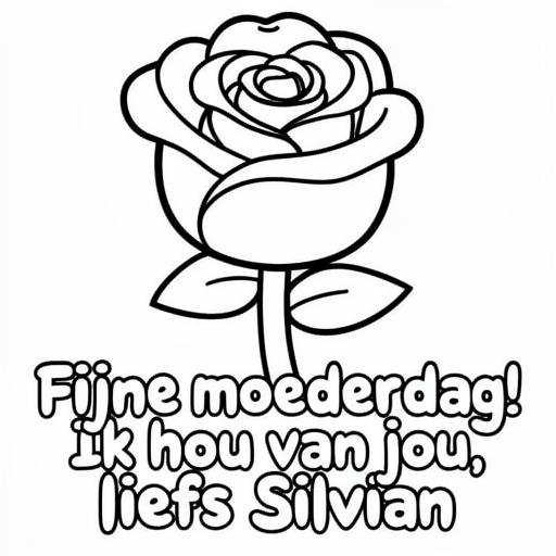 Roos kleurplaat voor kinderen