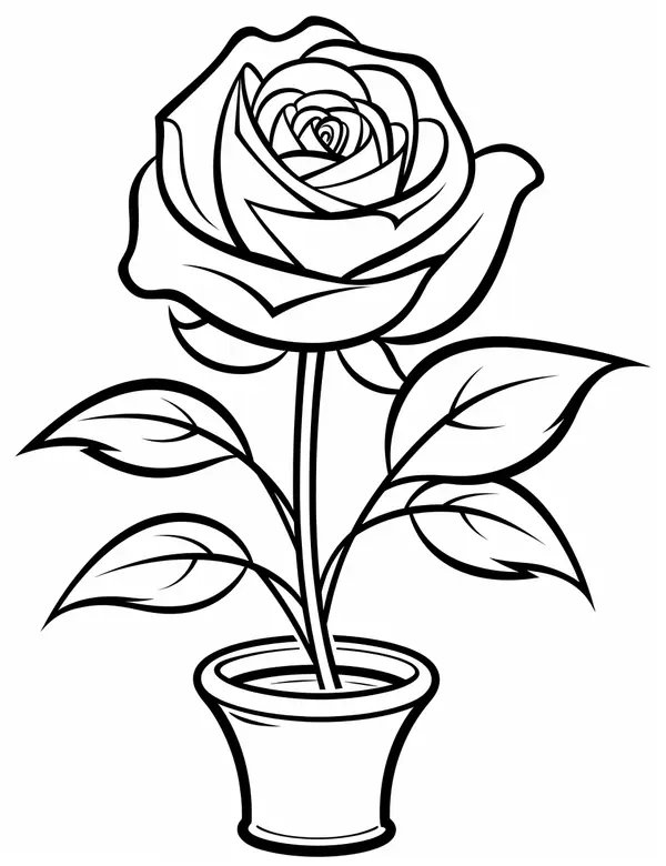 Rosa Grande En Maceta Pequena coloring page for children