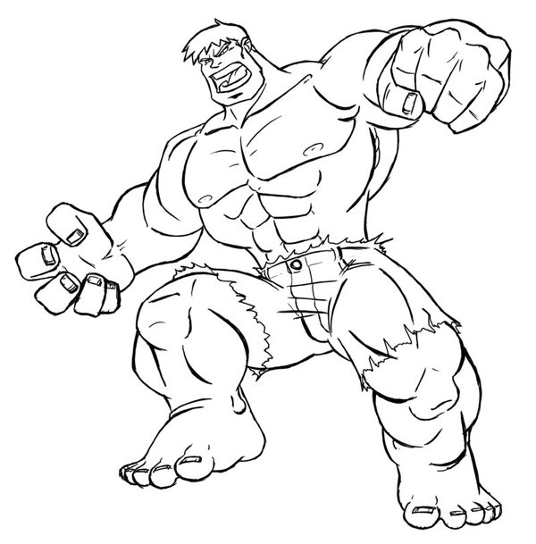 Running Hulk coloring page for children