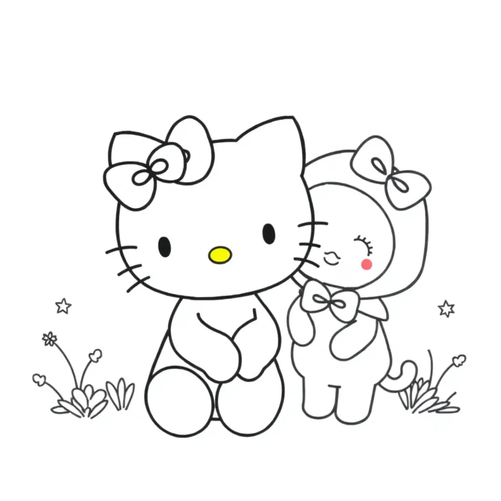 Sanrio, noir, blanc, coloriage pour enfants