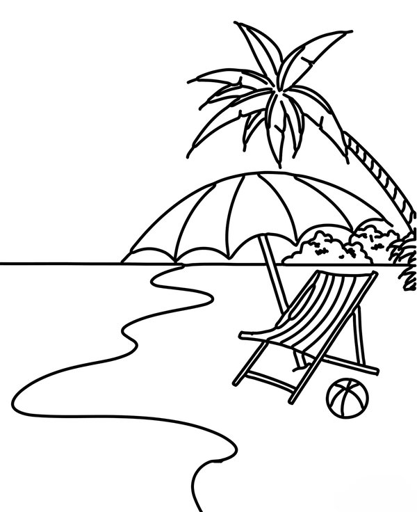 Scene De Plage Estivale coloring page for children