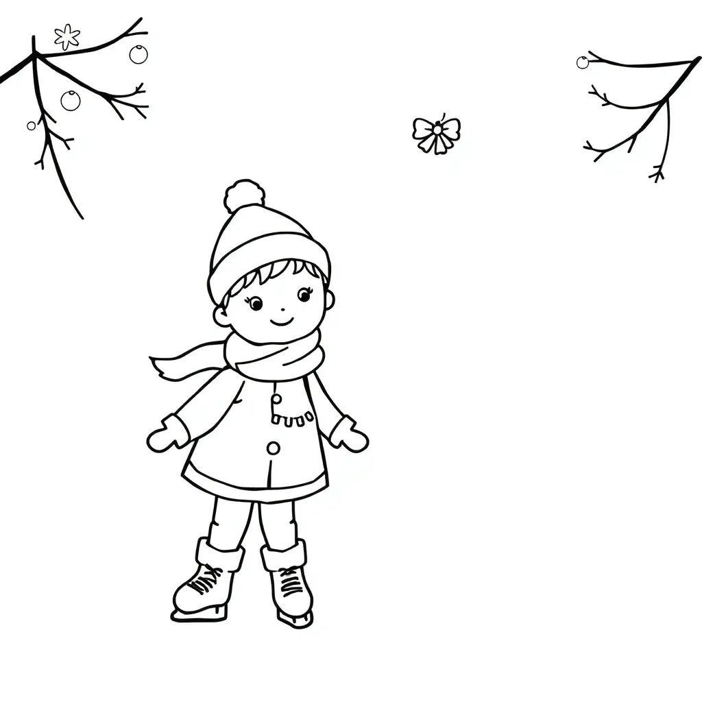Schaatsen Op Vijver Winterpret Buitenactiviteit Kinderen coloring page for children