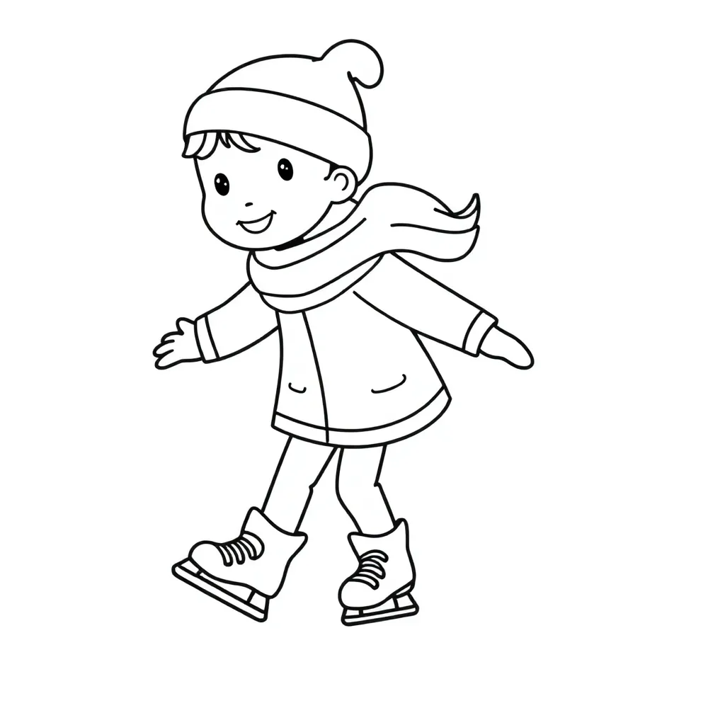 Schaatsende Kinderen Winterpret Ijspret Buitenactiviteit coloring page for children