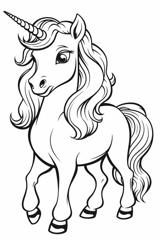 Schattige Eenhoorn met Lang Haar coloring page for children