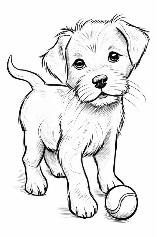 Schattige Hond Die Apporteert coloring page for children