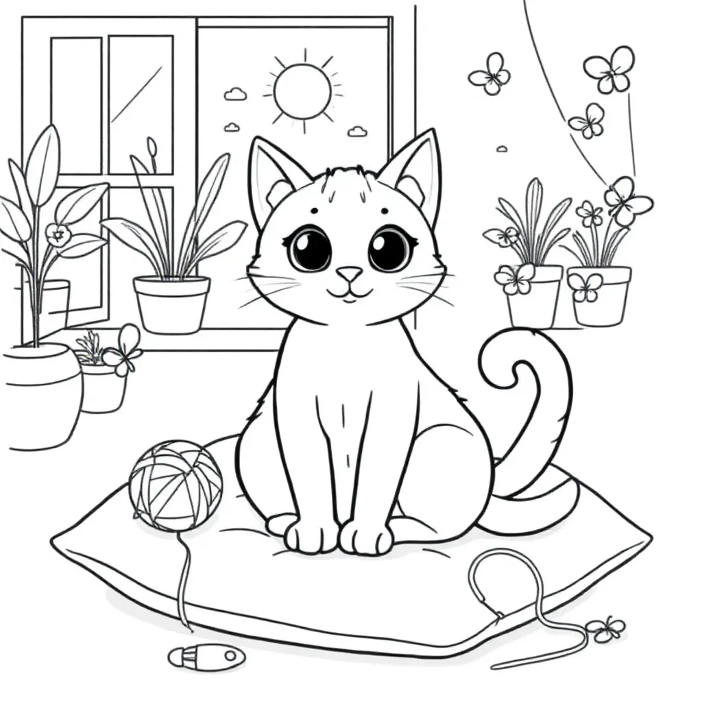Feuille de coloriage gratuite chat mignon Feuille de coloriage pour enfants