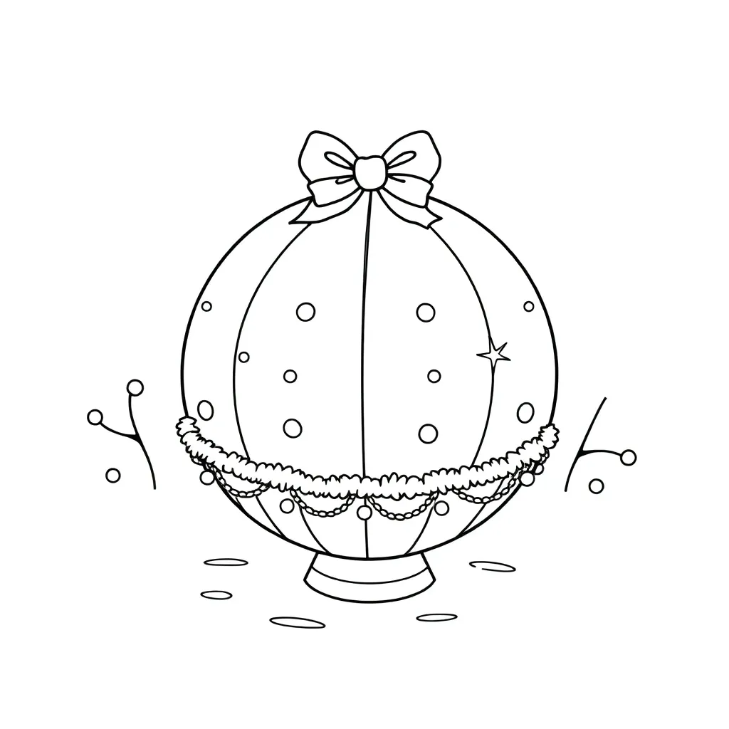 Feuille de coloriage gratuite Boule de Noël mignonne, Fêtes de fin d'année, Noël, Décoration, Rouge