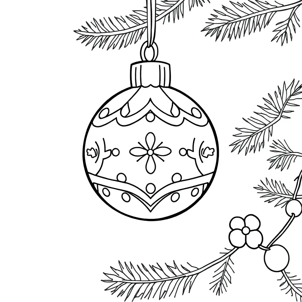 Feuille de coloriage gratuite Boule de Noël mignonne, Fêtes, Noël, Saisons Colorier