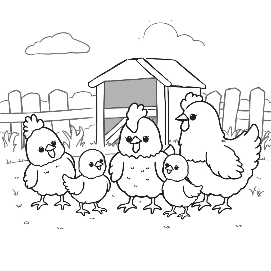 Schattige Kippen coloring page for children