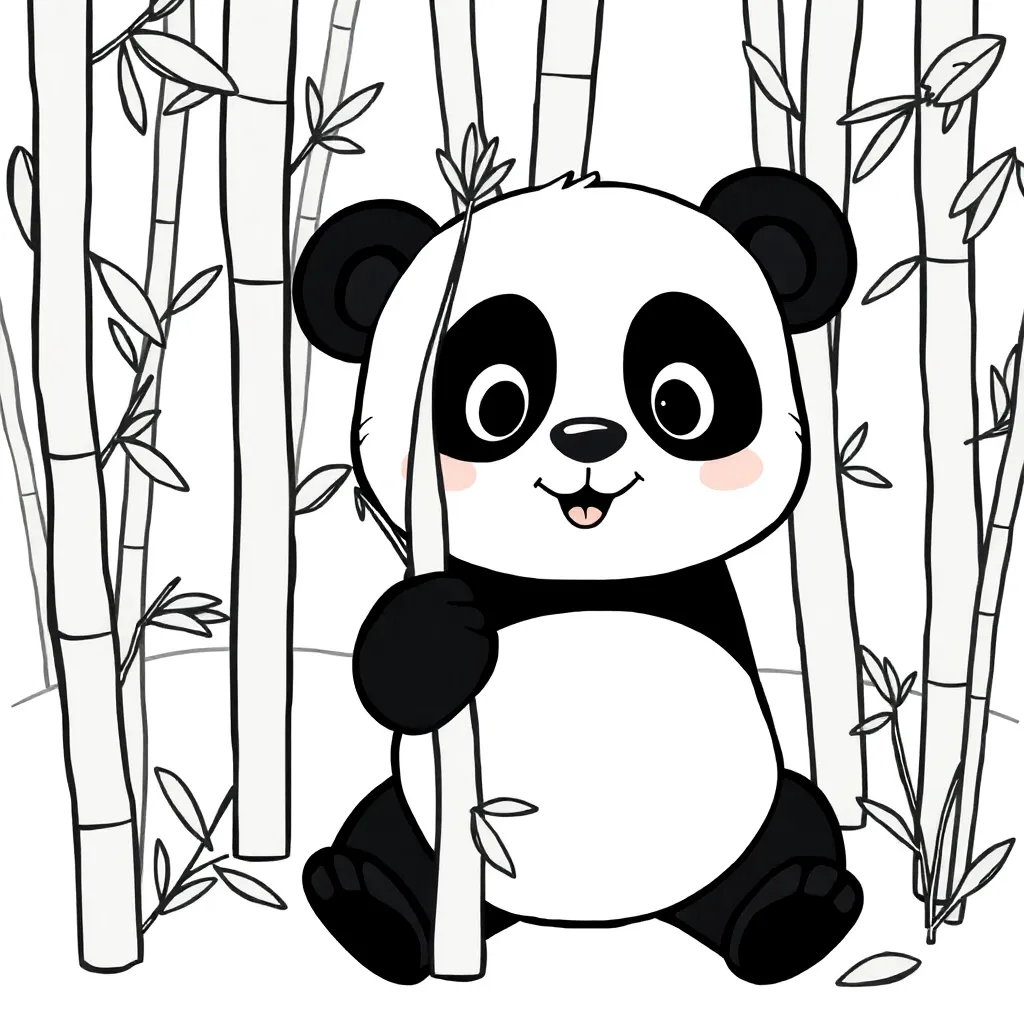 Schattige Panda Speelse Dieren Knuffelbaar Zwart Wit coloring page for children
