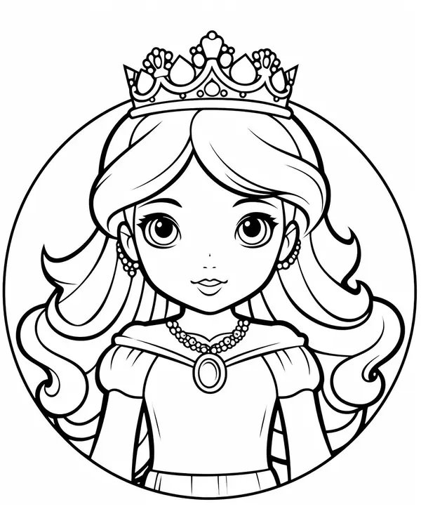 Schattige Prinses in een Cirkel coloring page for children
