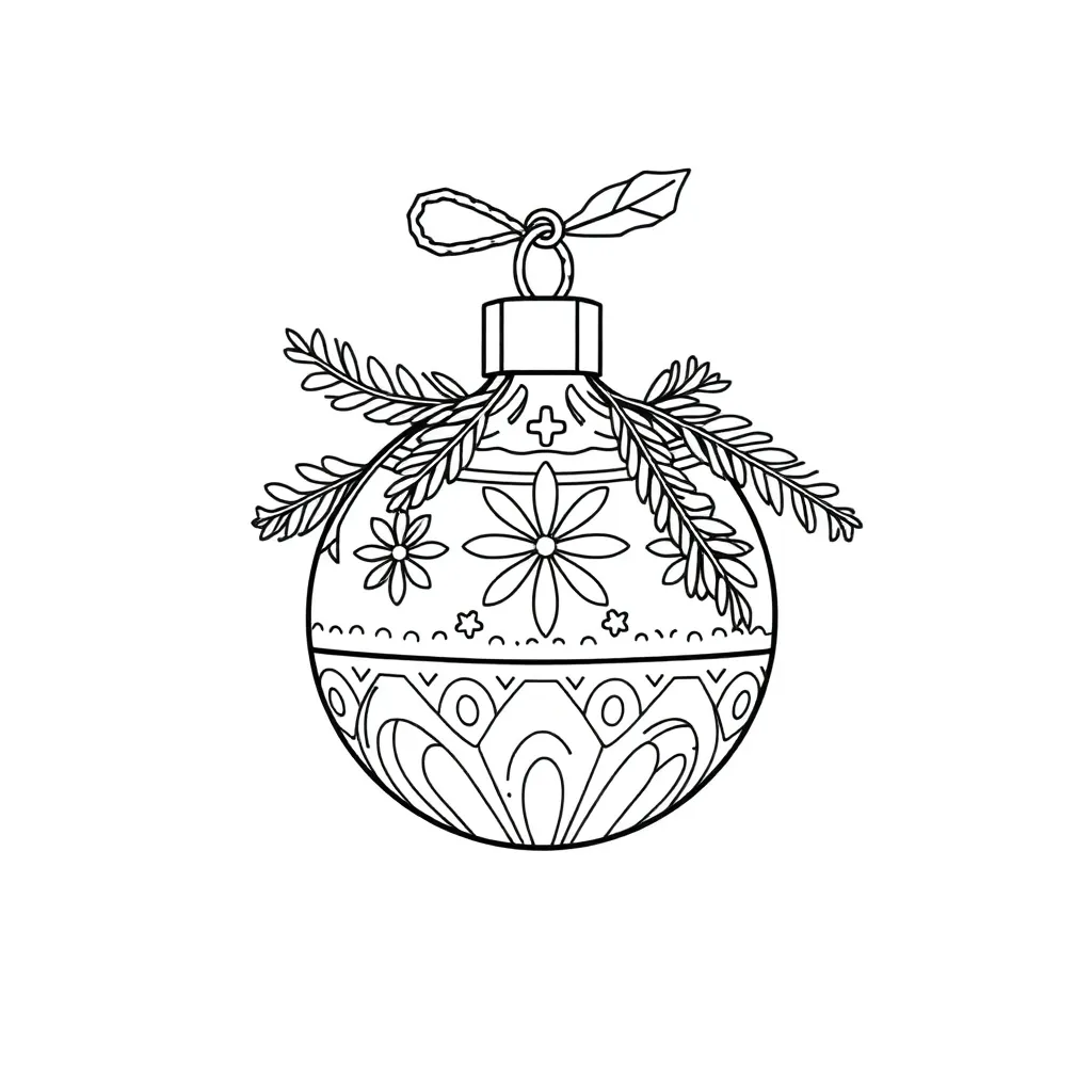Sfeervolle Kerstbal coloring page for children