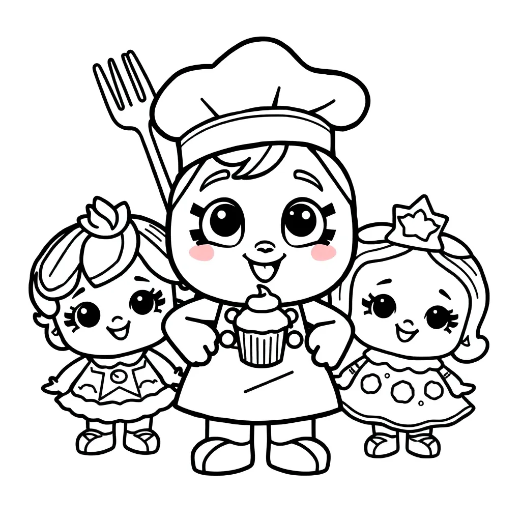 Free Shopkins Chef Club Cupcake Princess Baking Coloring Pages