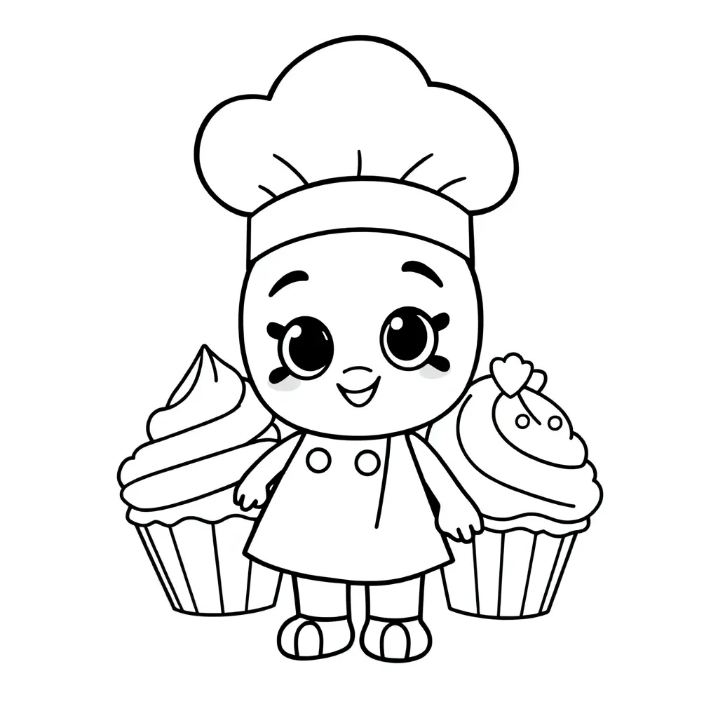 Shopkins Chef Cupcake Prinses Vrolijk coloring page for children