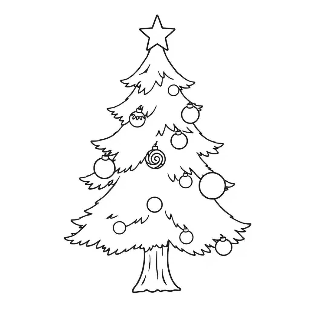 Feuille de coloriage Arbre de Noël simple