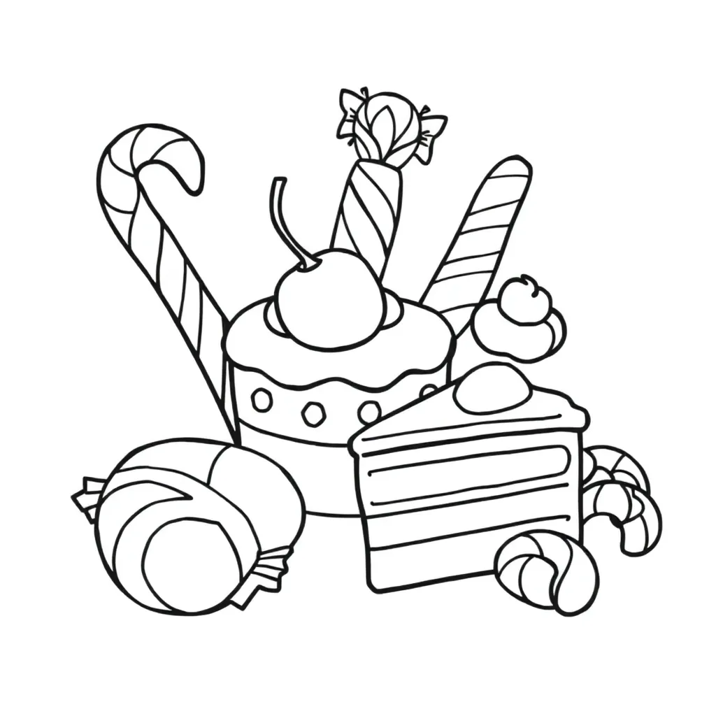 Sint Maarten Snoepjes Taart Feestelijk Cartoonstijl coloring page for children