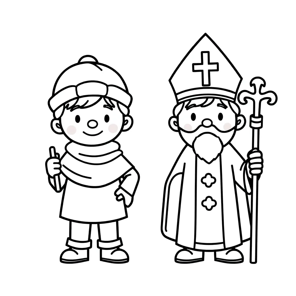 Sint Piet Poppetjes coloring page for children