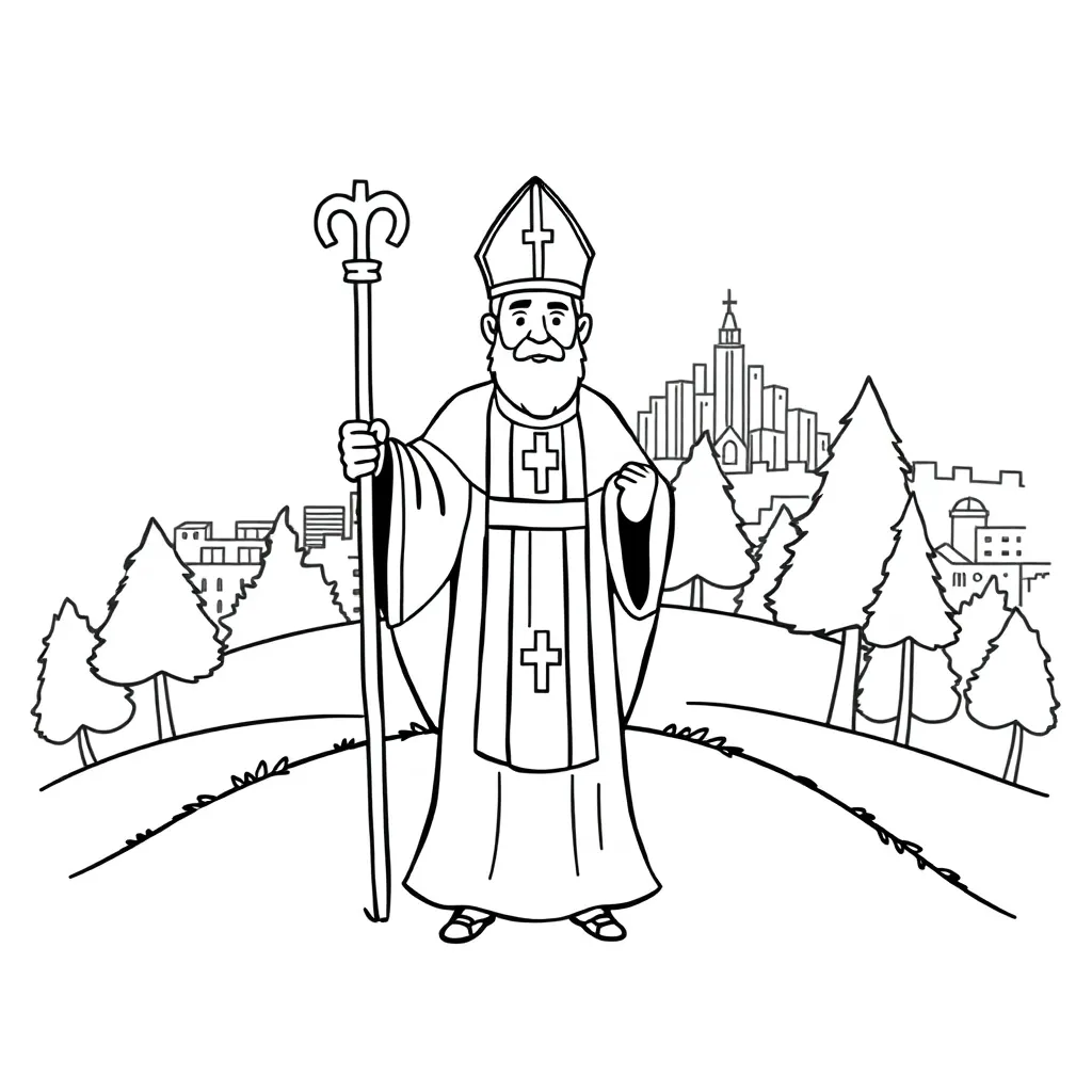 Sinterklaas Bisschop Feestdagen Creatief Educatief coloring page for children