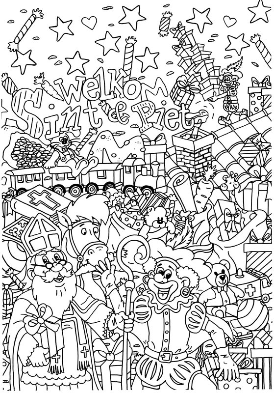 Sinterklaas Moeilijk coloring page for children