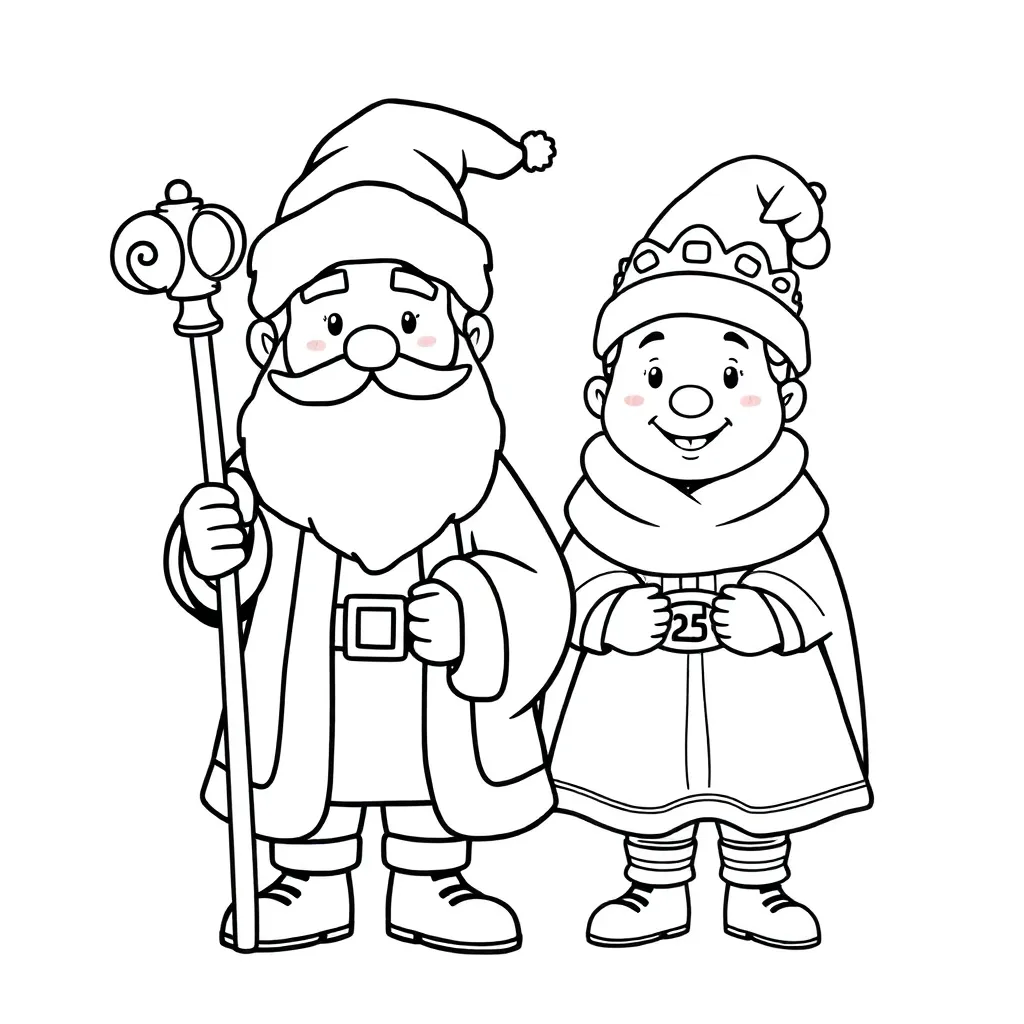 Sinterklaas Traditionele Feestkleding Europese Traditie Kinderen Feestelijke Sfeer coloring page for